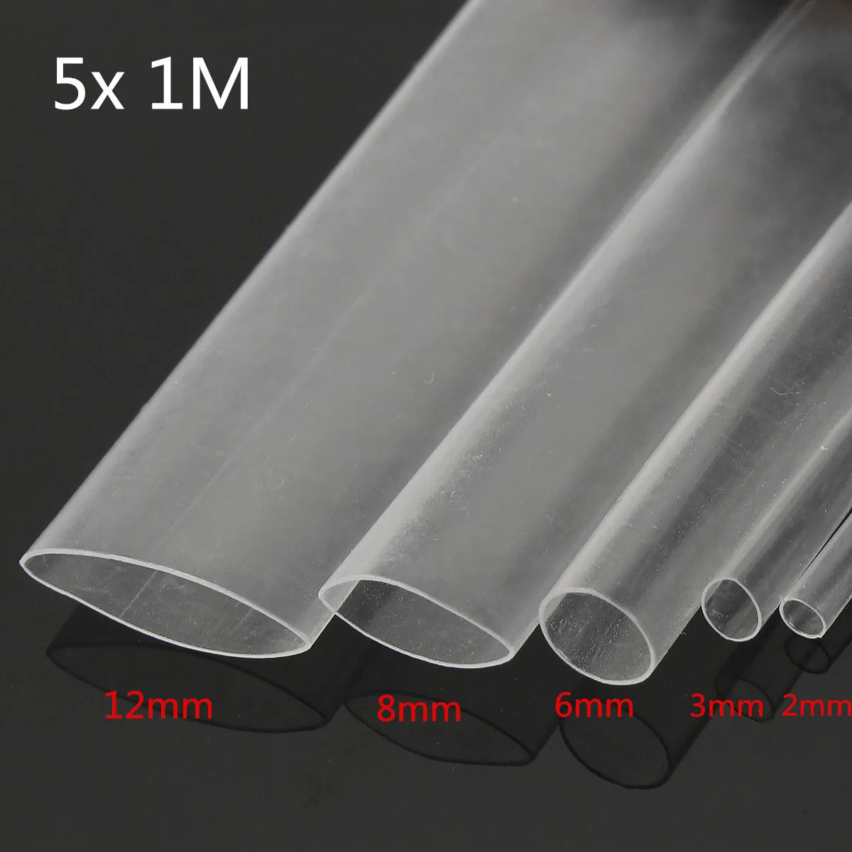 

5Pcs 1M Clear 2:1 Heat Shrink Tubing Transparent Cable Wire Sleeving Wrap 2.0/3.0/6.0/8.0/12.0mm