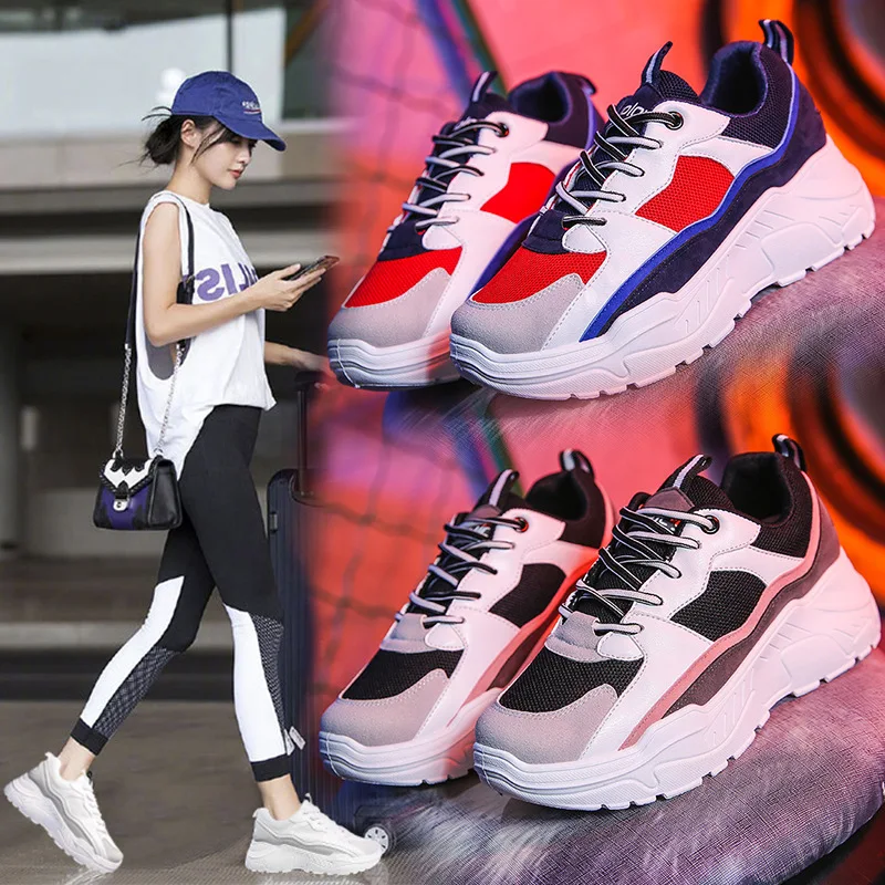

Fashion Sneakers Women Vulcanize Shoes White Sneaker Lace-up Chunky Sneakers Casual Summer Shoes for Woman 2019 Zapatos De Mujer