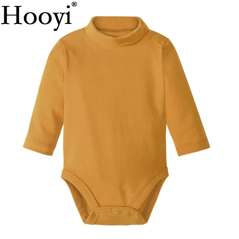 Детский hooyi/Одежда для мальчиков однотонные боди из хлопка для новорожденных, одежда с высоким воротником, рубашки топы для детей 0, 1, 2, 3 лет, мягкая Пижама - Цвет: A13