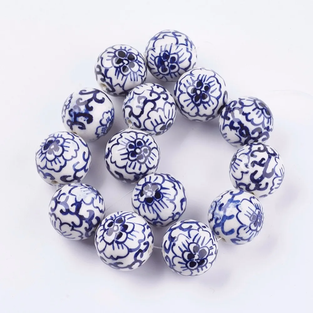 10pcs 2728mm Handmade Blue and White Porcelain Ceramic Jewelry Making