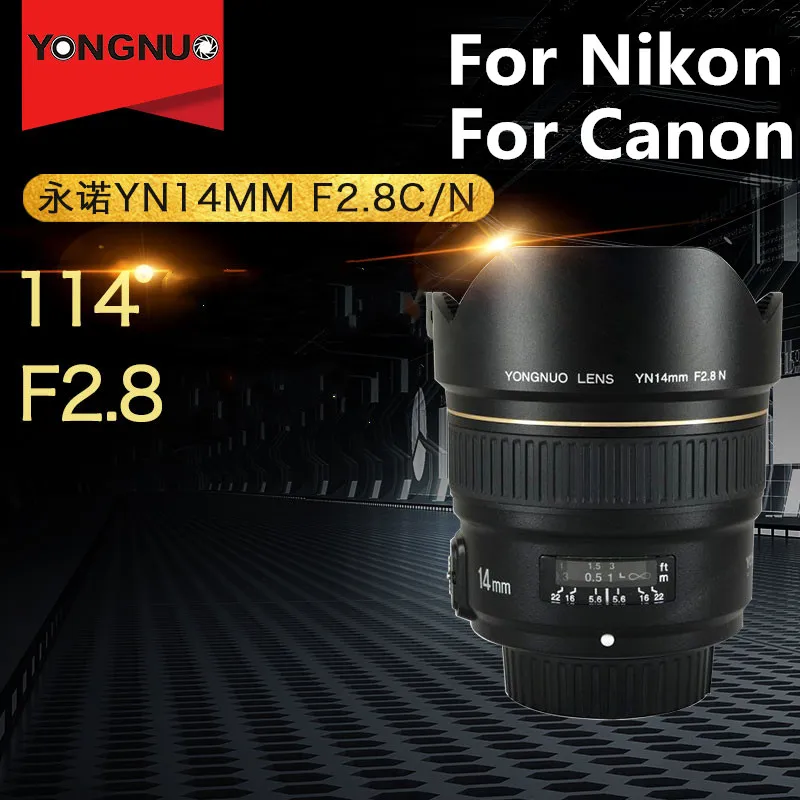 YONGNUO 14 мм F2.8 ультра широкоугольный основной объектив yn14 Автофокус AF MF