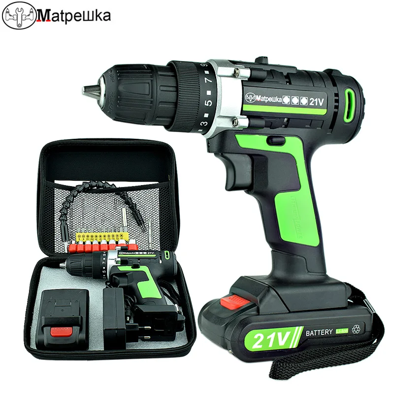 21V Power Tools Home Cordless Electric Screwdriver Mini Electric Drill Multi Function Lithium Ion Rechargeable Electric
