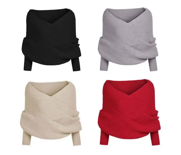 Новые Для женщин без бретелек с открытыми плечами крест разнообразие носить очень Короткие Твердые Цвет свитер Обёрточная бумага качели