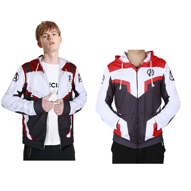 Avengers Endgame Quantum Realm Sweatshirt Cosplay Costume Captain America Iron Man Hoodie Jacket Zipper Adult Kids