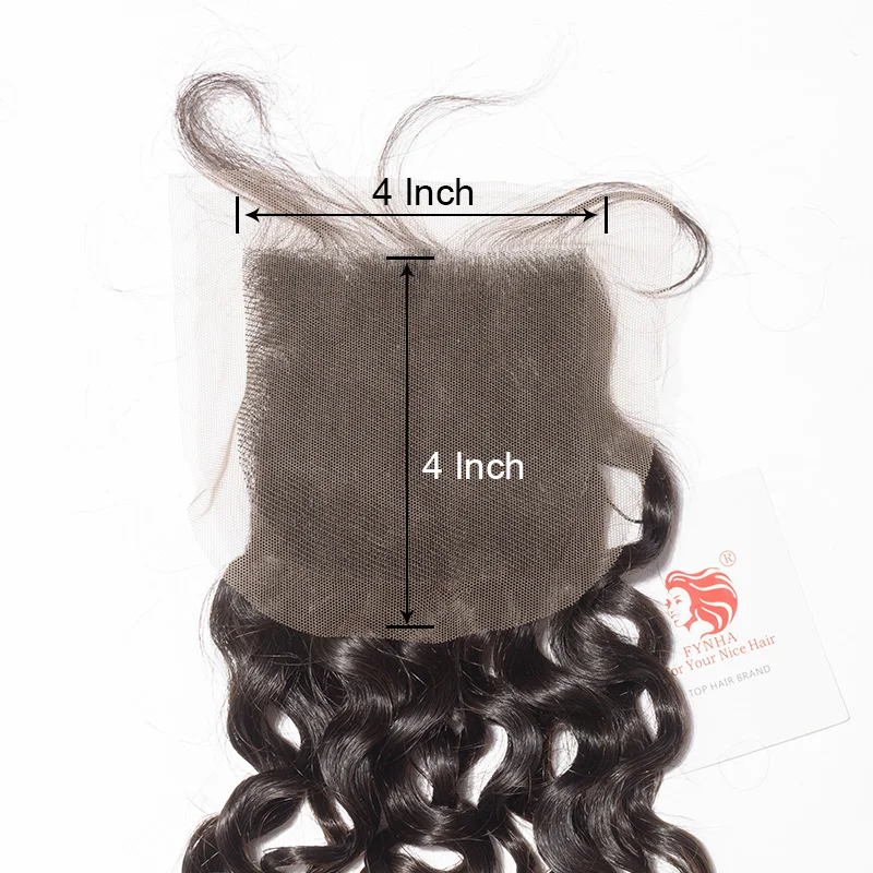 [FYNHA] Indian Virgin Hair Bouncy Curly Hair Weave 3 Bundles With Lace Closure Human Hair Extensions