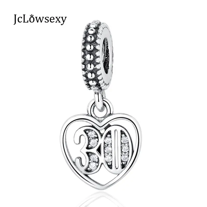 

Authentic 925 Sterling Silver Bead 30 Years Of Love Crystal Pendant Beads Fit Original Pandora Bracelets DIY Charms Jewelry