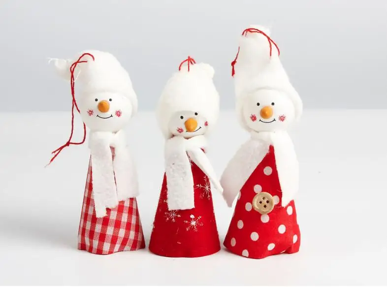 Дизайн 6 шт. Рождественский Ангел и снеговик ткань кукла Описание рождественские висячие украшения кулон Рождественский подарок