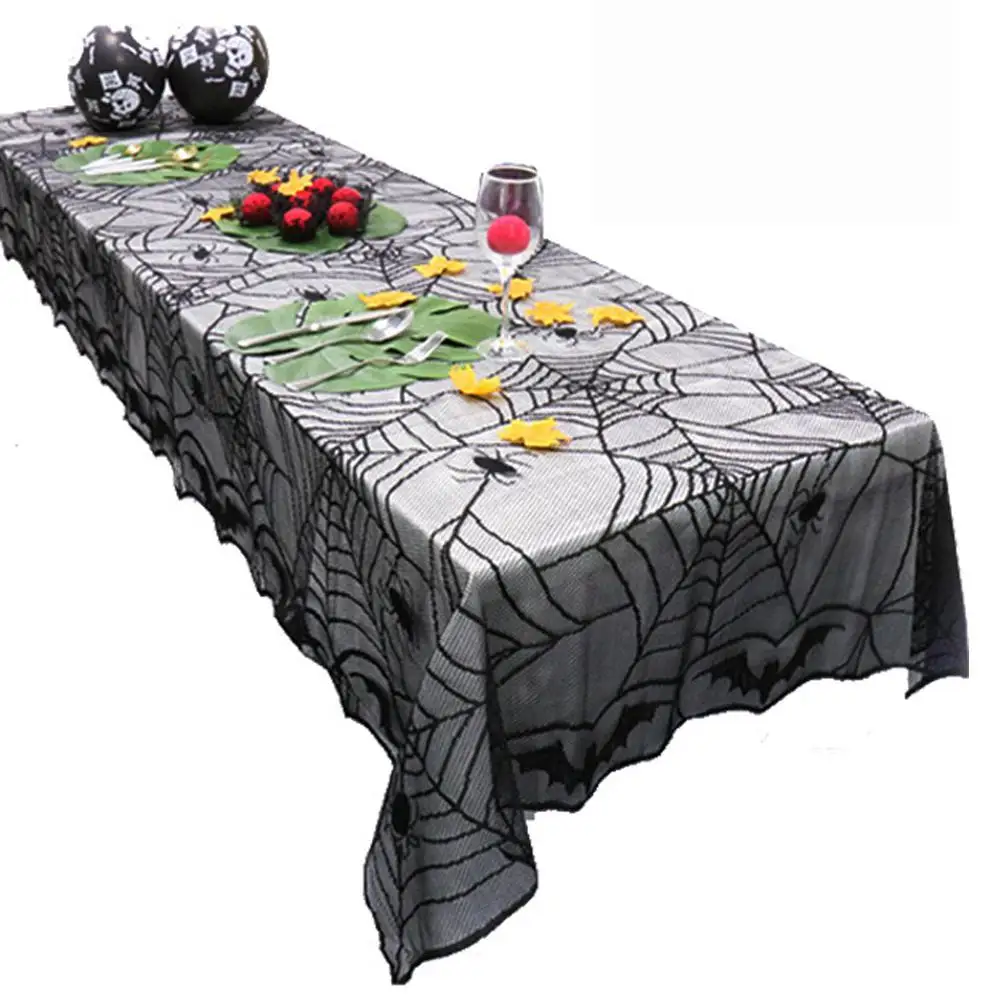 

Halloween Spider Web Bat Pattern Tablecloth Ornament Home Decoration Festive Celebration Tablecloth Tarps mantel mesa