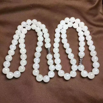 

Natural Hetian jade suet white jade bead necklace jade necklace