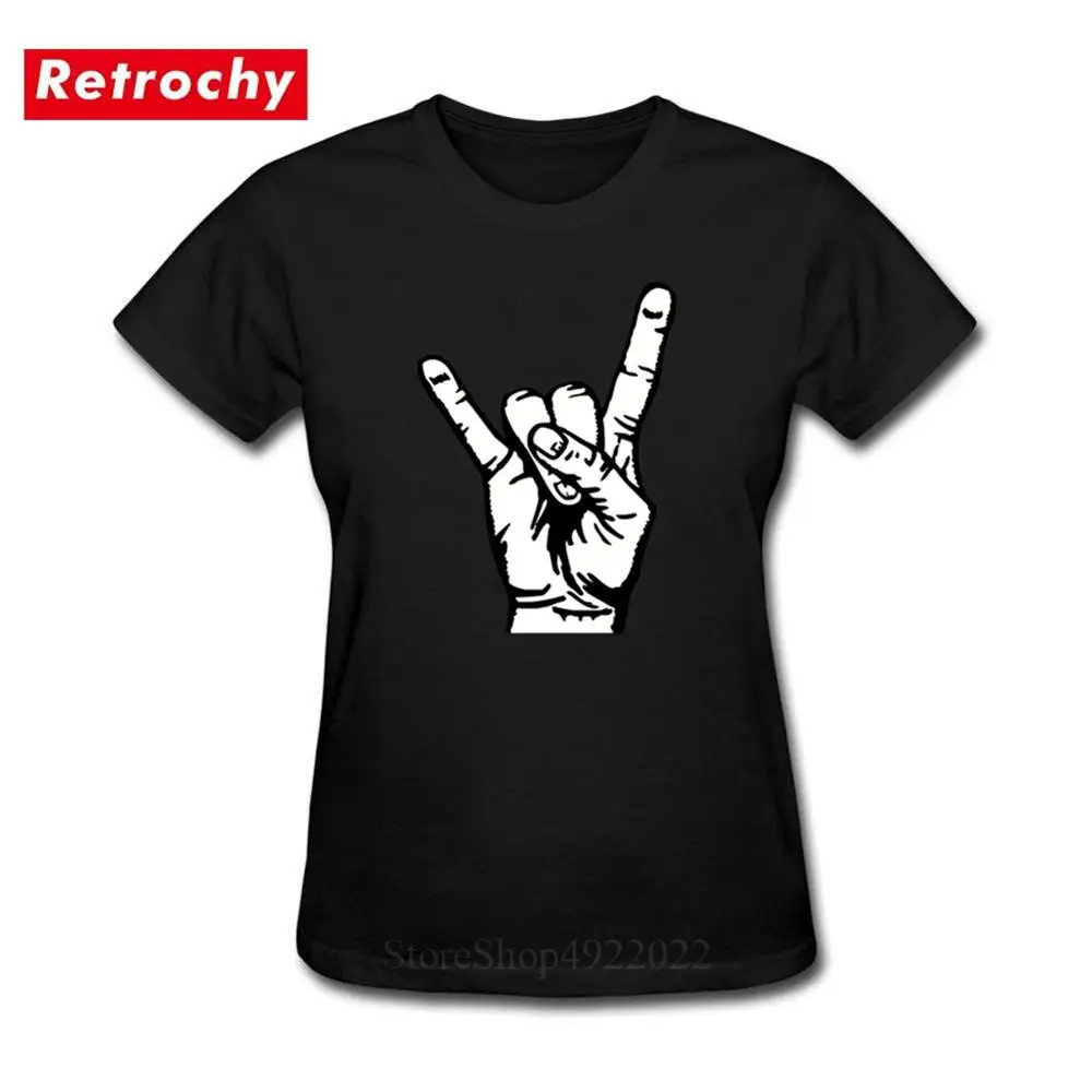 

Funny Design Rock Hand T-Shirt Women Hip Hop Style T Shirt Streetwear Short Sleeve Crewneck Tshirt Music Rock Band Cool Clothing