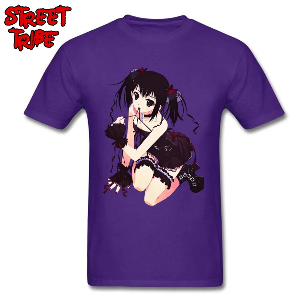 Fashionable 2018917Y46 Top T-shirts Retro Summer/Autumn Short Sleeve Crew Neck Tees 100% Cotton Men Normal Tee-Shirts 2018917Y46 purple