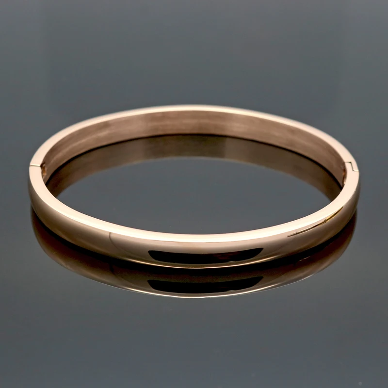 Simple Smooth Couple Jewelry Rose Gold Color Lover Bangle Plain Stainless Steel Bracelets & Bangles For Men Women Present,bangle bracelet,stainless steel bracelet