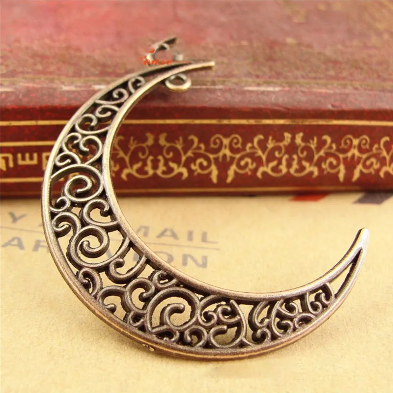 REGELIN 20pcs 40*33MM Antique Bronze/Antique Silver/Gold Hollow Half Moon Charms for Diy Necklace Jewelry Making Handmade Craft