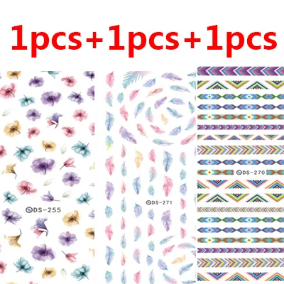 3 шт. наклейки для дизайна ногтей с цветами, УФ-гель, наклейки для ногтей, Типсы для маникюра, 3D украшения, наклейки для переноса воды - Цвет: style O-3PCS