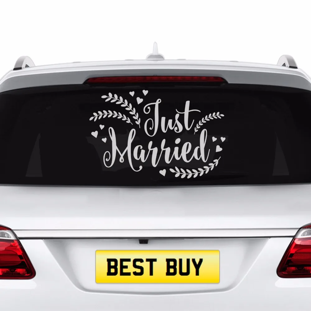 Just Married Vinyl Wall Decal Wedding Car Window Stickers Rustic