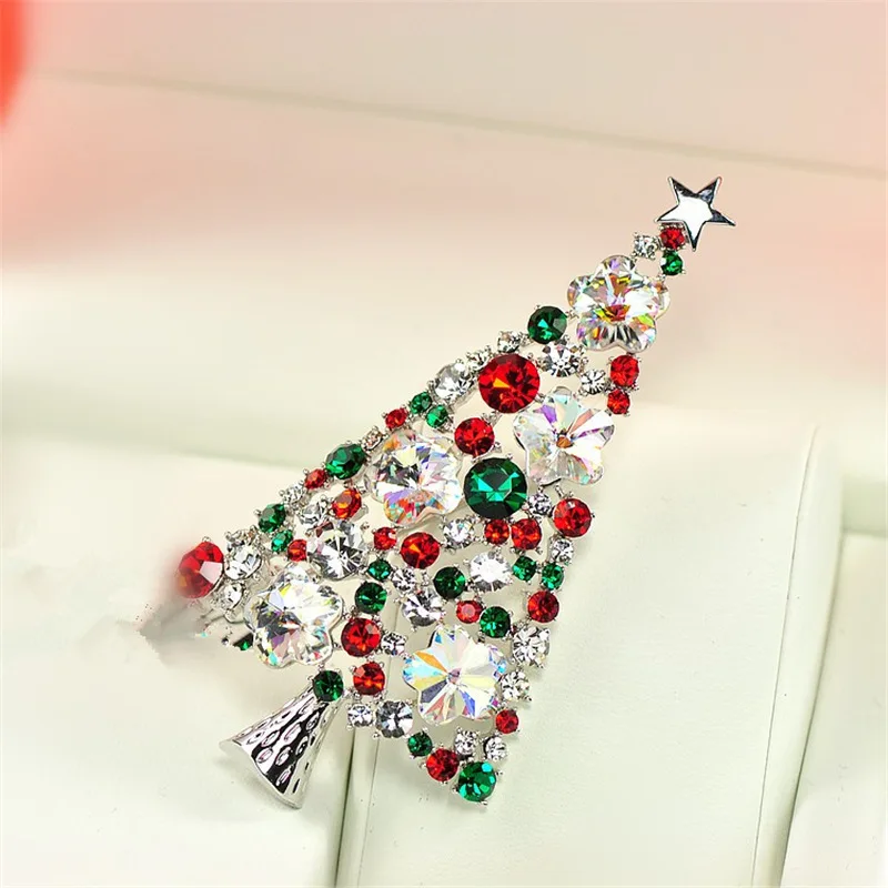 Рождественская елка контактный серебряная звезда кристалл брошь подарок вечерние пользу