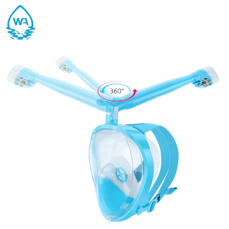 

2019 Hot sell rotating breathing tube support camera full dry fog mask diving equipment