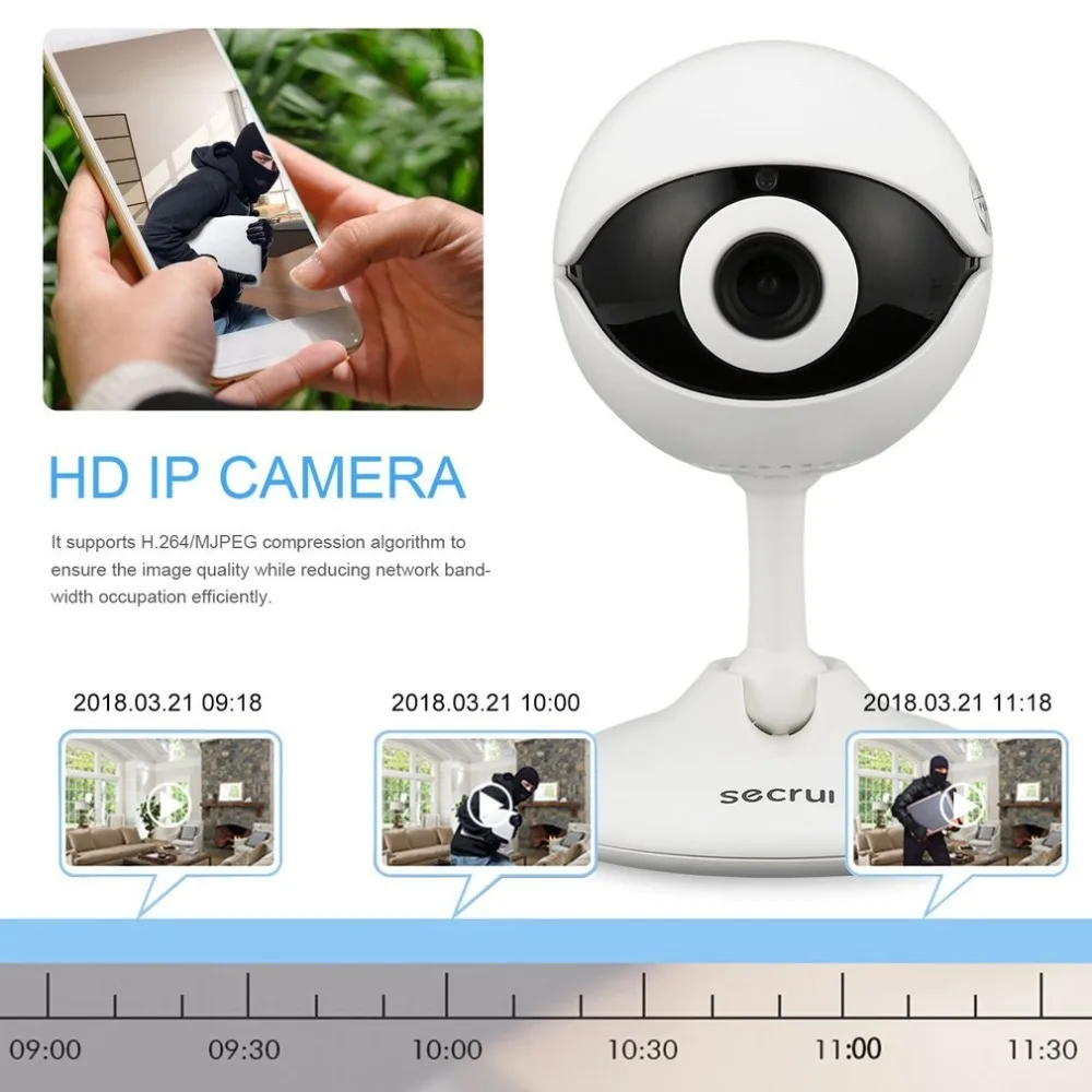 

Secrui N61 HD IP Camera Local Monitor WiFi Security Alarm Support APP Wireless Linkage Control for Android & for iOS