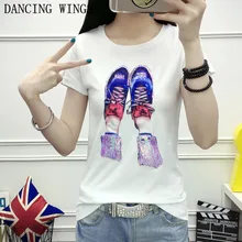 Г., модная летняя женская футболка с героями мультфильмов, расшитая блестками, с коротким рукавом, хлопковые повседневные футболки для женщин