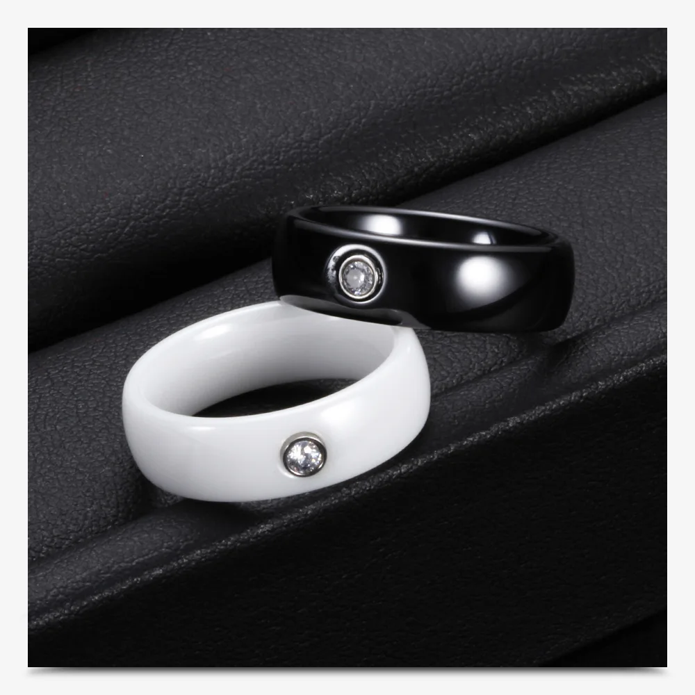 3mm Wide Smooth white/black Ceramic Rings Wedding party jewelry Women Rings Dropshipping
