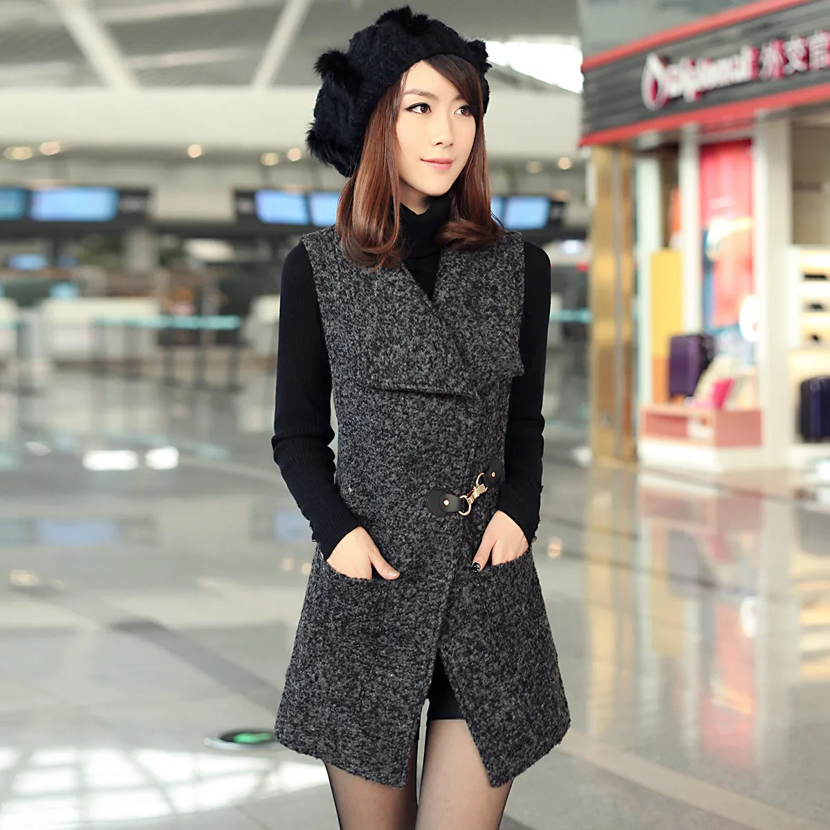tweed jacket coat ladies autumn / winter new high end