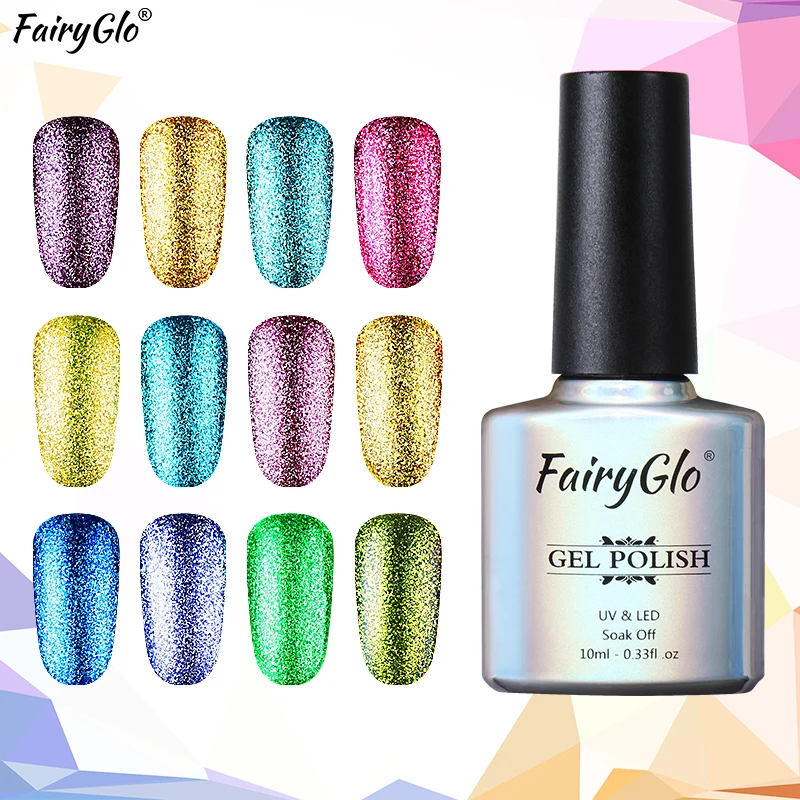 

FairyGlo 10ml Bling UV Gel Polish Platinum Nail Gel 1pcs Soak off Gel Polish LED UV Lamp Color Gel Lak Vernis Semi Permanent