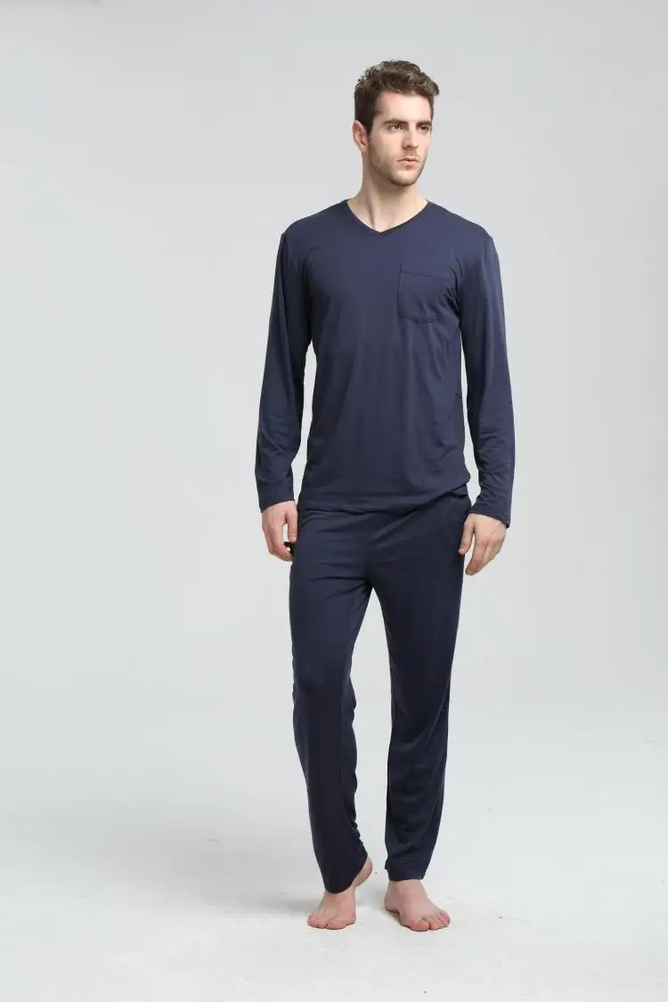 Европейские мужские весенние и осенние Модальные топы с длинными рукавами и брюки домашний пижамный комплект leisurewear plus XL