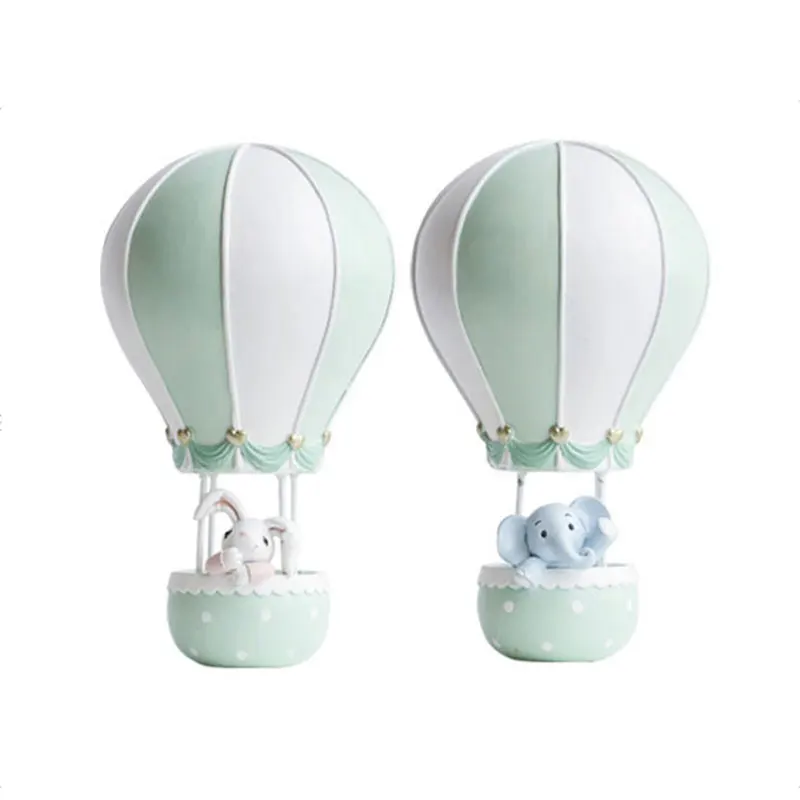 

Europe Blue Hot Air Balloon Animal Figurine Creative Resin Craft Living Room Study Bar Wedding Decorations Fashion Birthday Gift