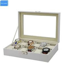 Самые горячие дизайн подарок белая кожа ювелирные часы Экспонент случае часы box с бархатом Подушка ключ блокировки часы Коробка 12