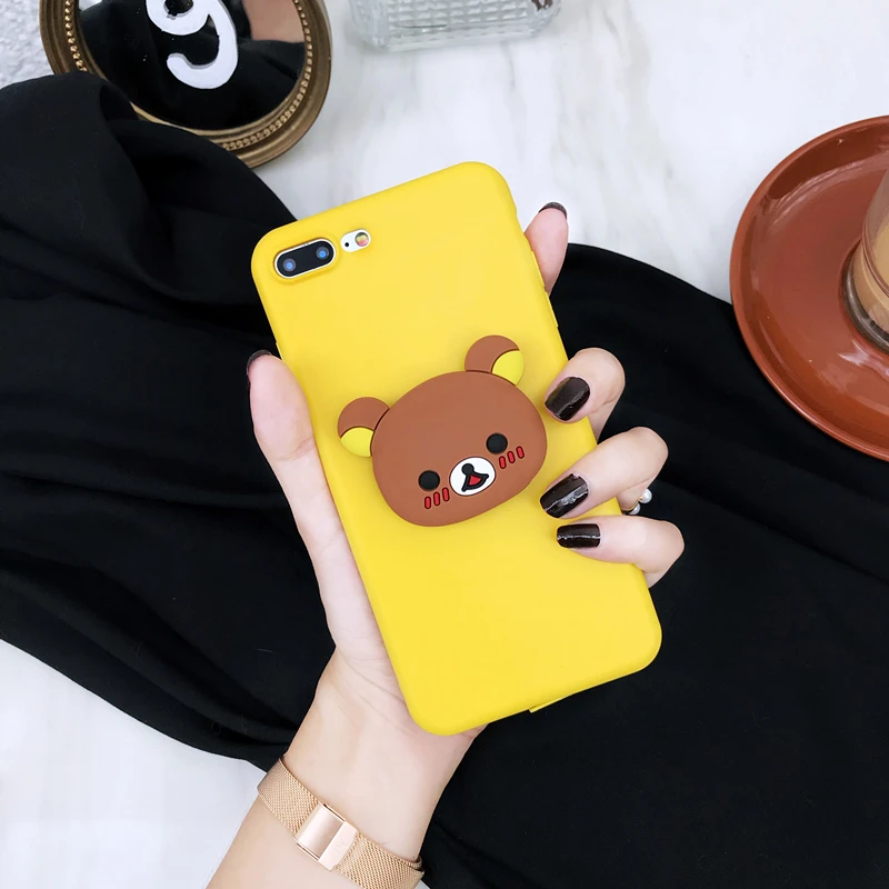 Rilakkuma кольцо с Тоторо Стенд Ручка чехол для iPhone SE 6 7 8 Plus Xs XR MAX чехол для samsung A8 J6 J8 S8 S9 S10 Plus Note 8 9 10