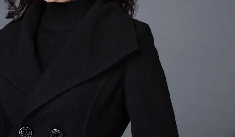 Женская коллекция весна-осень, повседневное тонкое длинное шерстяное пальто, женское одноцветное шерстяное пальто, Тренч, женская элегантная верхняя одежда макси V595