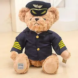 Милый равномерное командование пилот стюардесса пара Teddy Bear Плюшевые игрушки на день рождения Рождественский подарок Best prsent для любителей