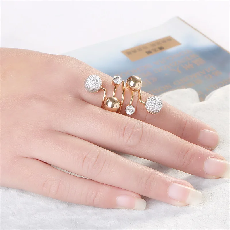 

Adjustable Rings For Women anillos mujer Gold And Silver Ring Double Ball Elegant Shinning Rings Jewelry Fashion 2019