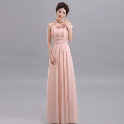 Длинные шифоновые розовые платья подружки невесты Vestido De Festa De Casamento Вечернее платье на вечеринки для девушек - Цвет: Pink 1