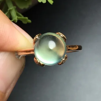 

Fine Jewelry Real 18K Rose Gold 100% Natural transparent Prehnite Gemstone 18k Gold Diamonds Stone Female Ring