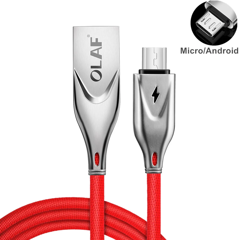 OLAF 3D Zinc 2.3A Micro USB Cable Fast Charging USB Data Cable for Samsung Xiaomi Tablet Android Cord Microusb Charger Cable