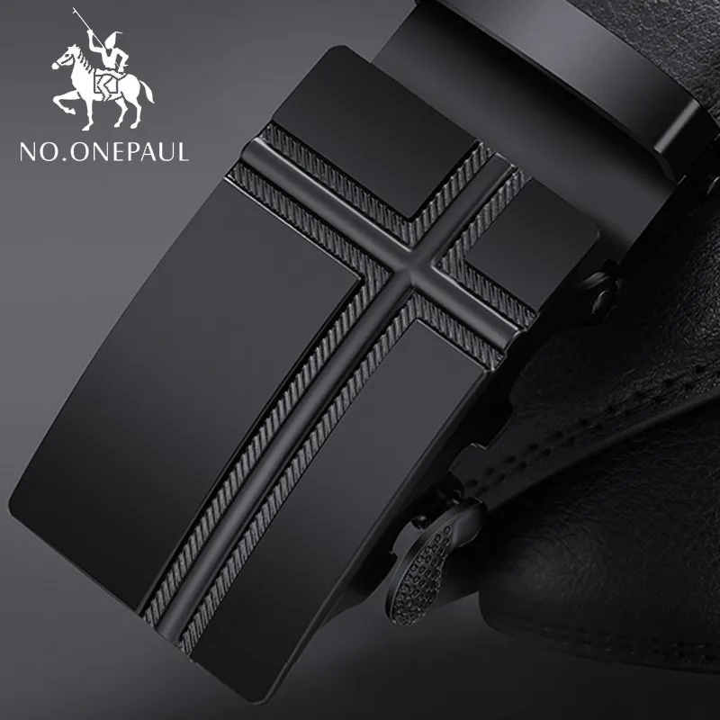 NO. ONEPAUL мужские деловые удлиненные ремни, Модные повседневные автоматические пряжки минималистичный дизайн кожаный ремень кофейные - Цвет: ZD12