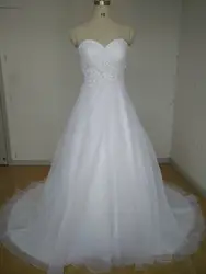 Элегантный Vestido De Noiva длинное свадебное платье трапециевидной формы Милая Свадебные платья из органзы 2017 молния Свадебные платья бретели