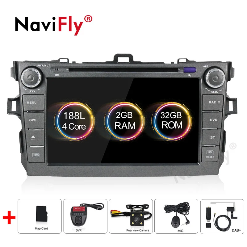 add dvr camera DAB Navifly android9.1 автомобильный dvd gps навигатор для Toyota corolla 2007 2008 2009 2010 2011 Автомобильный dvd Радио gps стерео - Цвет: add dvr camera DAB