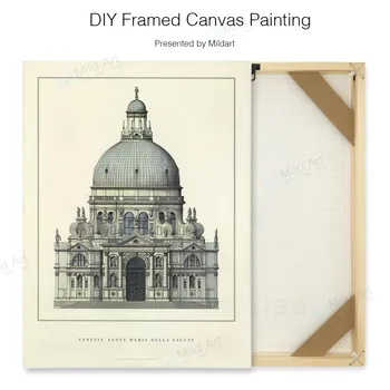 

Vintage Rrtro Classic Architecture Palace Church Poster A4 Wall Art Picture Home Decor DIY Natural Wooden Framed Canvas Painting
