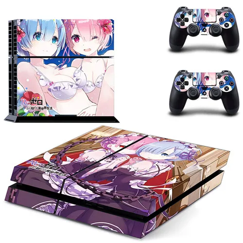 Anime Cute Girl Rem RE: Life in A Different World From Zero PS4 Skin Sticker For Sony PlayStation 4 Console and Controllers 