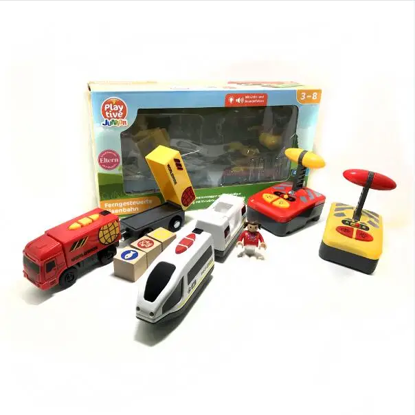 Free shipping Remote control electric magnetic link compatible BRIO wooden track white Harmony train and red worldwide train 9