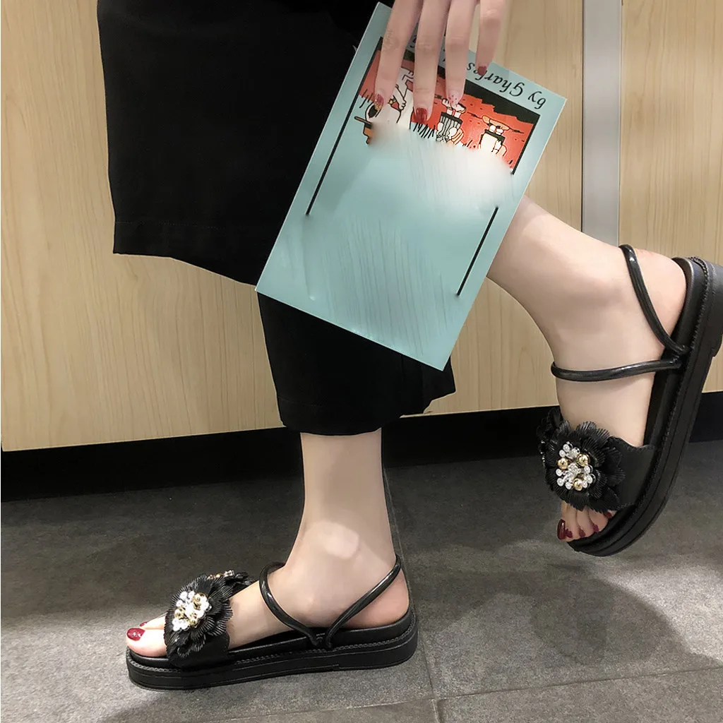 

Women Sandals Flower Slippers Student Shoes Thick-Soled Sandals Casual Outdoor Beach Flat Summer Fashion Ladies Soft Shoes C#