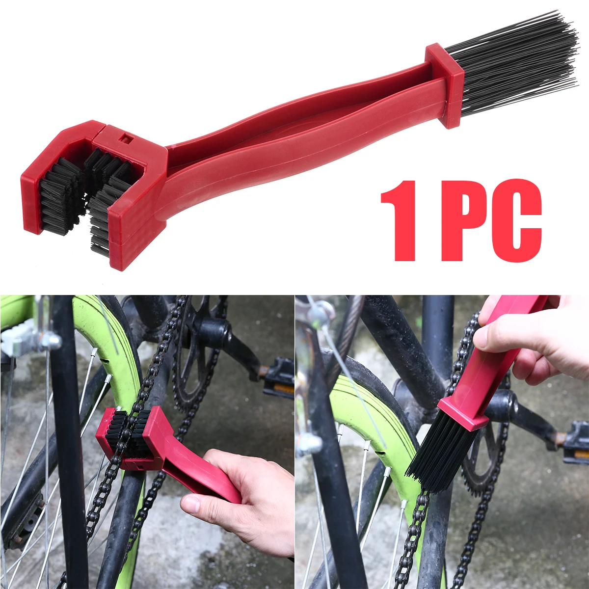 

1PC Portable Cycling Motorcycle Gear Chain Brush Cleaner Nylon & ABS Red Cleaning Tool Dust Dirt Remover