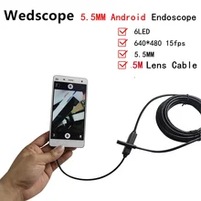 5.5mm Lens USB Endoscope 6 LED IP67 Waterproof Camera Endoscope 5M Mini Camera Mirror Hook As Gift Android OTG Phone Endoscope