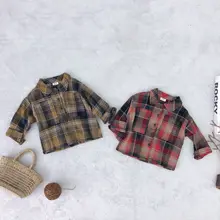 Г. Весенние рубашки для мальчиков и девочек новая хлопковая рубашка с длинными рукавами для детей Корейская рубашка в клетку