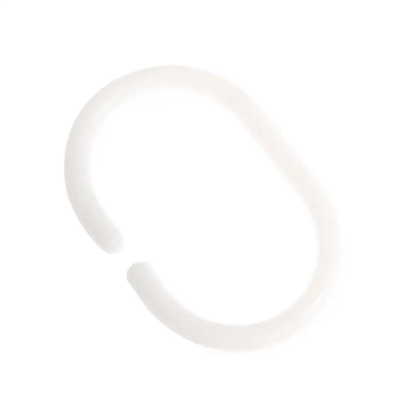 12pcs White Shower Curtain Hook Hanger Plastic Bath Drape Loop Clasp