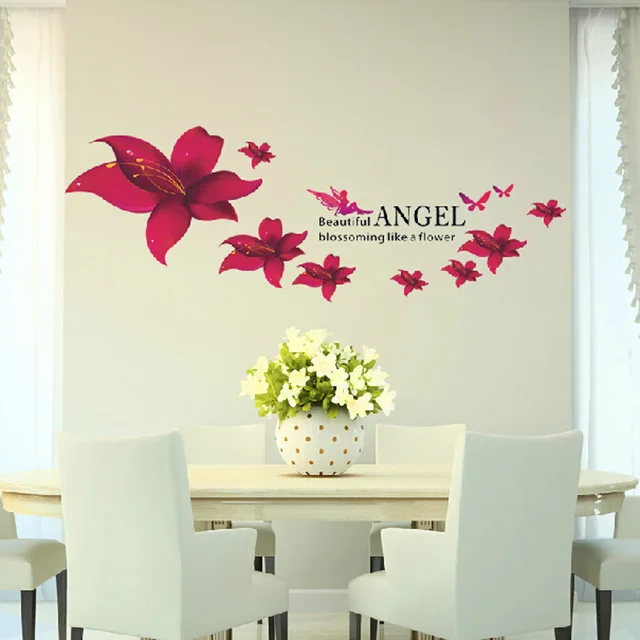 Diy Malaikat Bunga Stiker Dinding Romantis Elegan Buram Warna Diy Malaikat Bunga Stiker Dinding Romantis Elegan Buram Warna Merah Lily