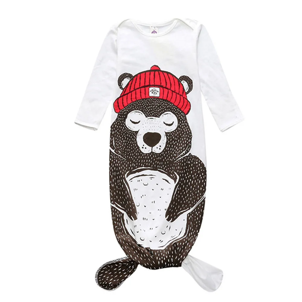 Милый детский спальный мешок-Русалка с защитой от ударов для новорожденных, утолщенные пеленальные одеяла с изображением русалки, медведя, пингвина, цветка, крашеного хлопка - Цвет: bear