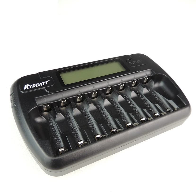 Deals Smart LCD 8 Slots& Repair bad carica batteria Battery Charger for AA AAA Ni-MH NiCd Rechargeable Batteries+Power Adapte